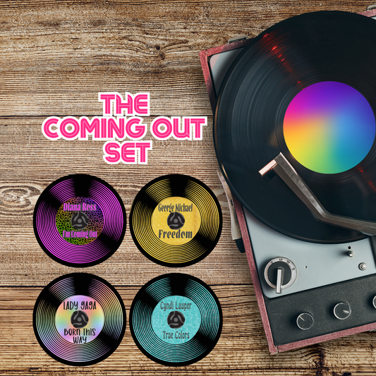 The Coming Out Set: Retro Vinyl Record Coasters.